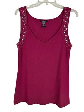 Susan Lewis Fuchsia Embellished V-Neck Tank M